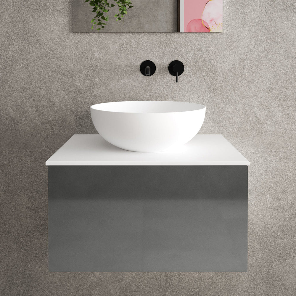 Raffinata Single Drawer Countertop Vanity Unit - Gloss Dust 600mm image