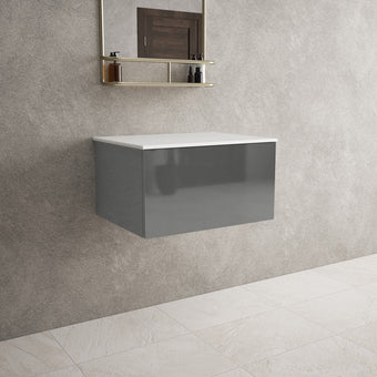 Raffinata Single Drawer Countertop Vanity Unit - Gloss Dust 600mm