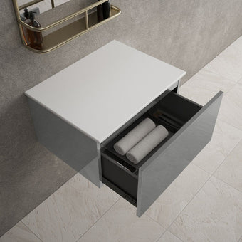 Raffinata Single Drawer Countertop Vanity Unit - Gloss Dust 600mm