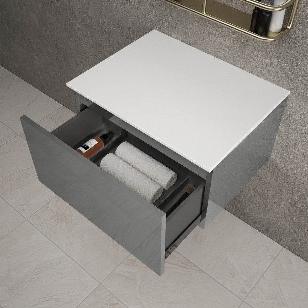 Raffinata Single Drawer Countertop Vanity Unit - Gloss Dust 600mm
