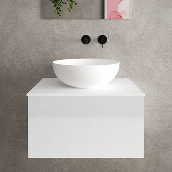 Raffinata Single Drawer Countertop Vanity Unit - Gloss White 600mm