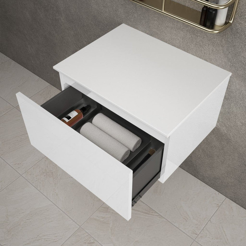 Raffinata Single Drawer Countertop Vanity Unit - Gloss White 600mm