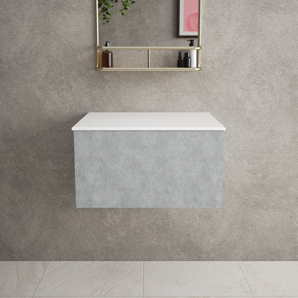 Raffinata Single Drawer Countertop Vanity Unit - Light Concrete 600mm