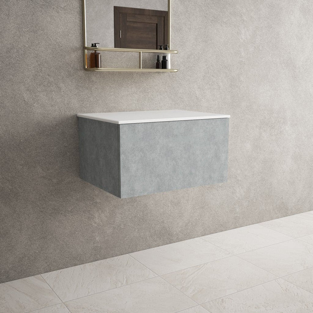 Raffinata Single Drawer Countertop Vanity Unit - Light Concrete 600mm