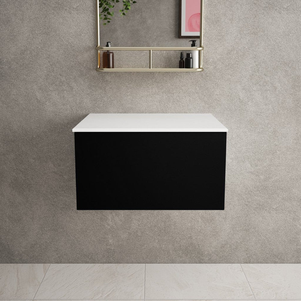 Raffinata Single Drawer Countertop Vanity Unit - Matt Black 600mm
