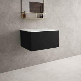 Raffinata Single Drawer Countertop Vanity Unit - Matt Black 600mm