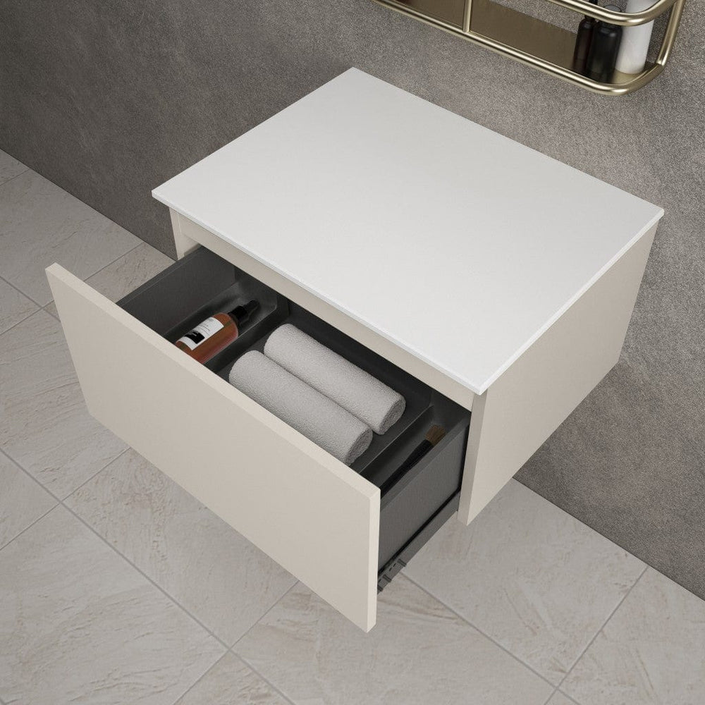 Raffinata Single Drawer Countertop Vanity Unit - Matt Cashmere 600mm