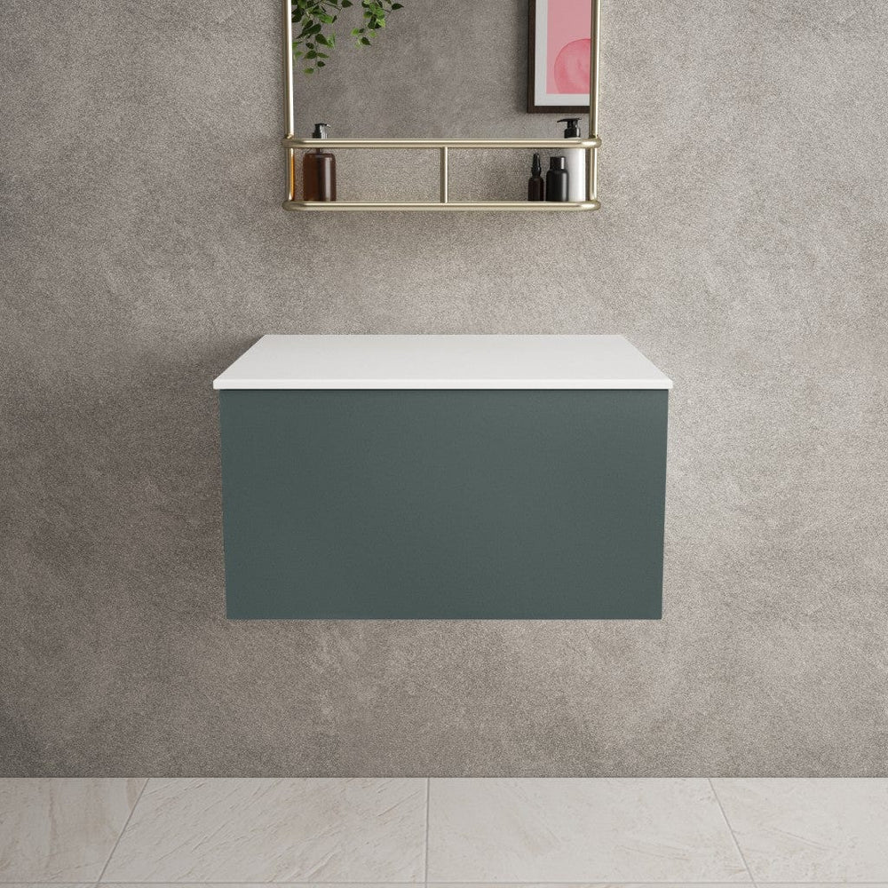 Raffinata Single Drawer Countertop Vanity Unit - Matt Dark Green 600mm