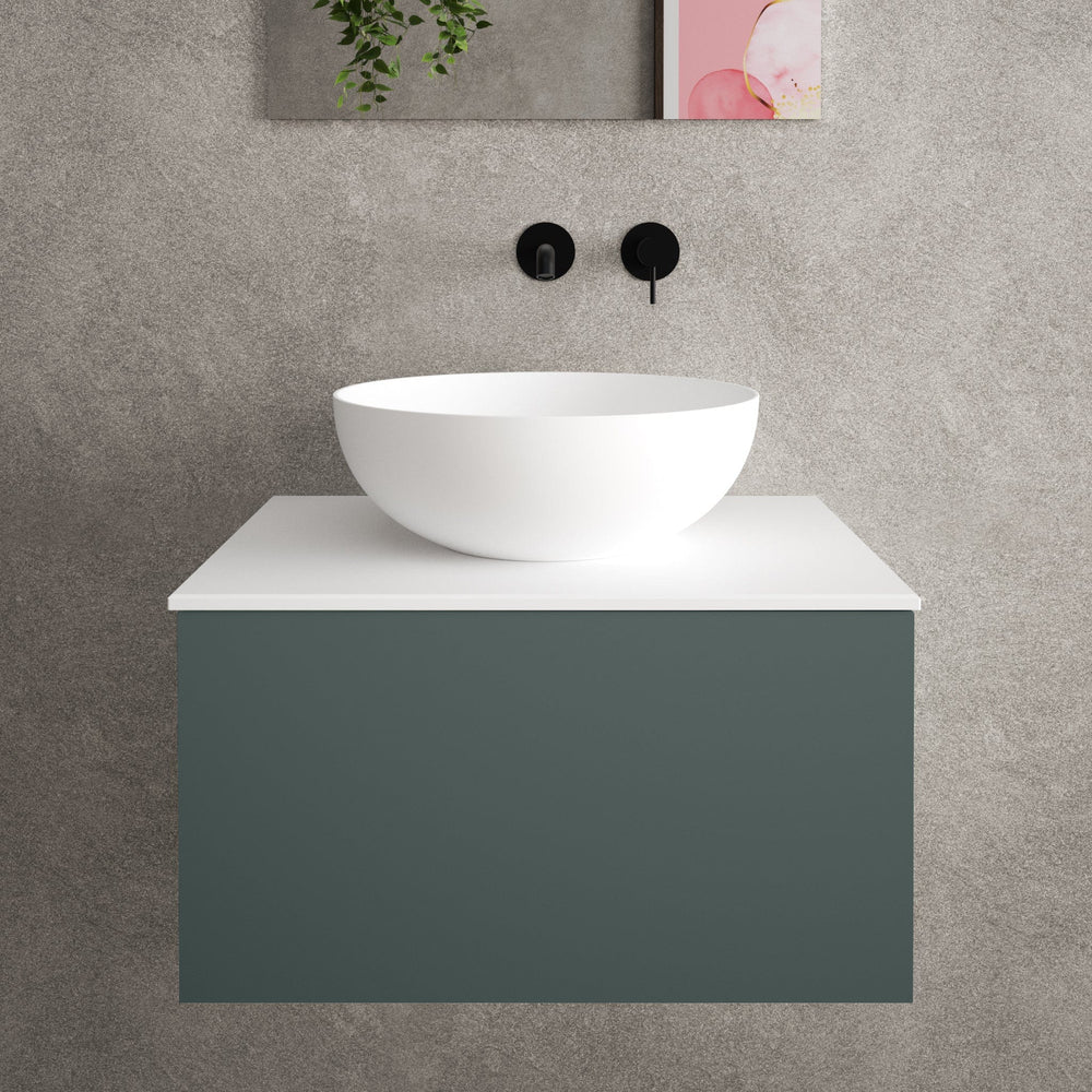 Raffinata Single Drawer Countertop Vanity Unit - Matt Dark Green 600mm