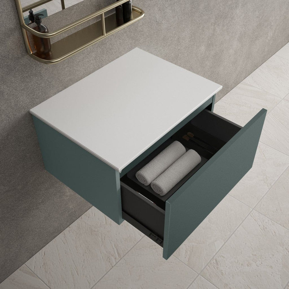 Raffinata Single Drawer Countertop Vanity Unit - Matt Dark Green 600mm