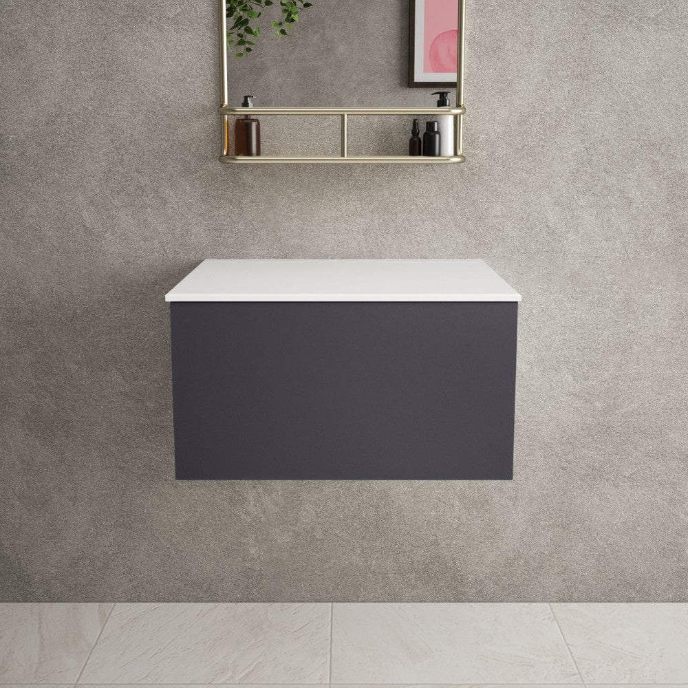 Raffinata Single Drawer Countertop Vanity Unit - Matt Graphite 600mm