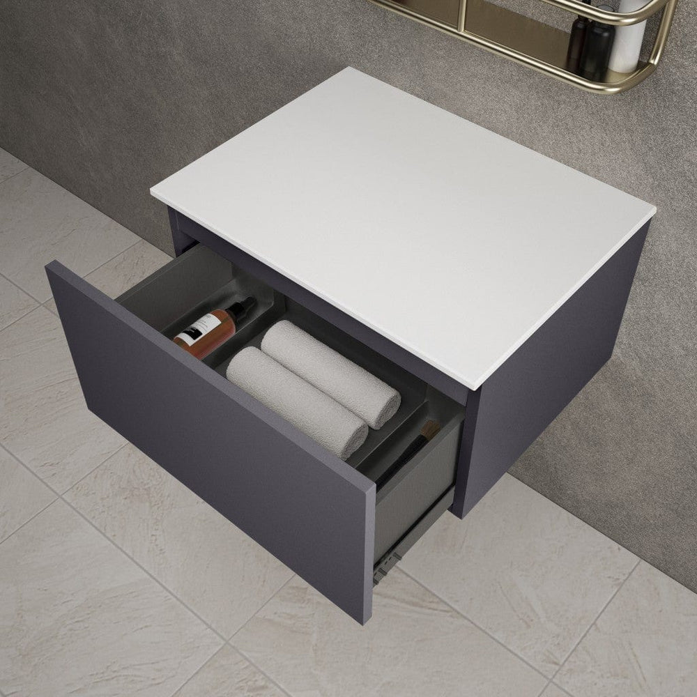 Raffinata Single Drawer Countertop Vanity Unit - Matt Graphite 600mm