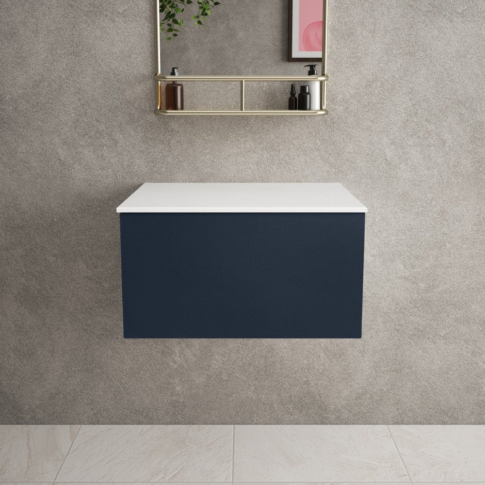 Raffinata Single Drawer Countertop Vanity Unit - Matt Indigo 600mm
