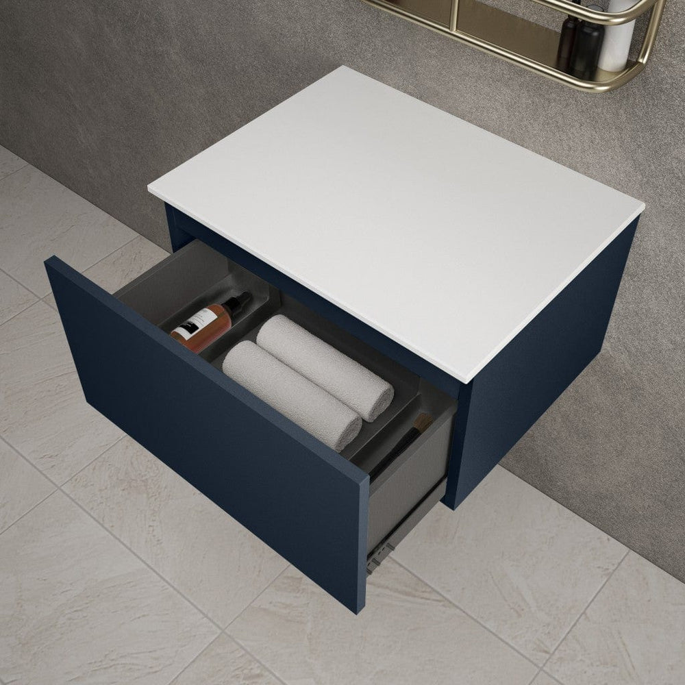 Raffinata Single Drawer Countertop Vanity Unit - Matt Indigo 600mm