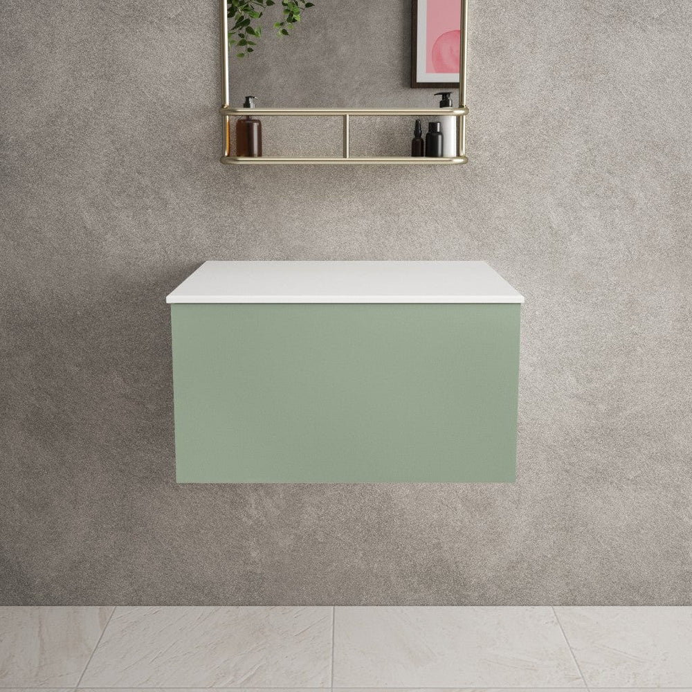 Raffinata Single Drawer Countertop Vanity Unit - Matt Light Green 600mm