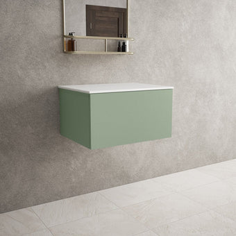 Raffinata Single Drawer Countertop Vanity Unit - Matt Light Green 600mm