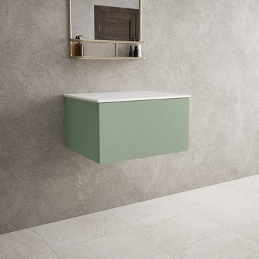 Raffinata Single Drawer Countertop Vanity Unit - Matt Light Green 600mm