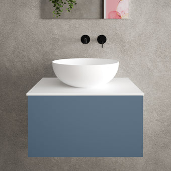 Raffinata Single Drawer Countertop Vanity Unit - Matt Navy 600mm