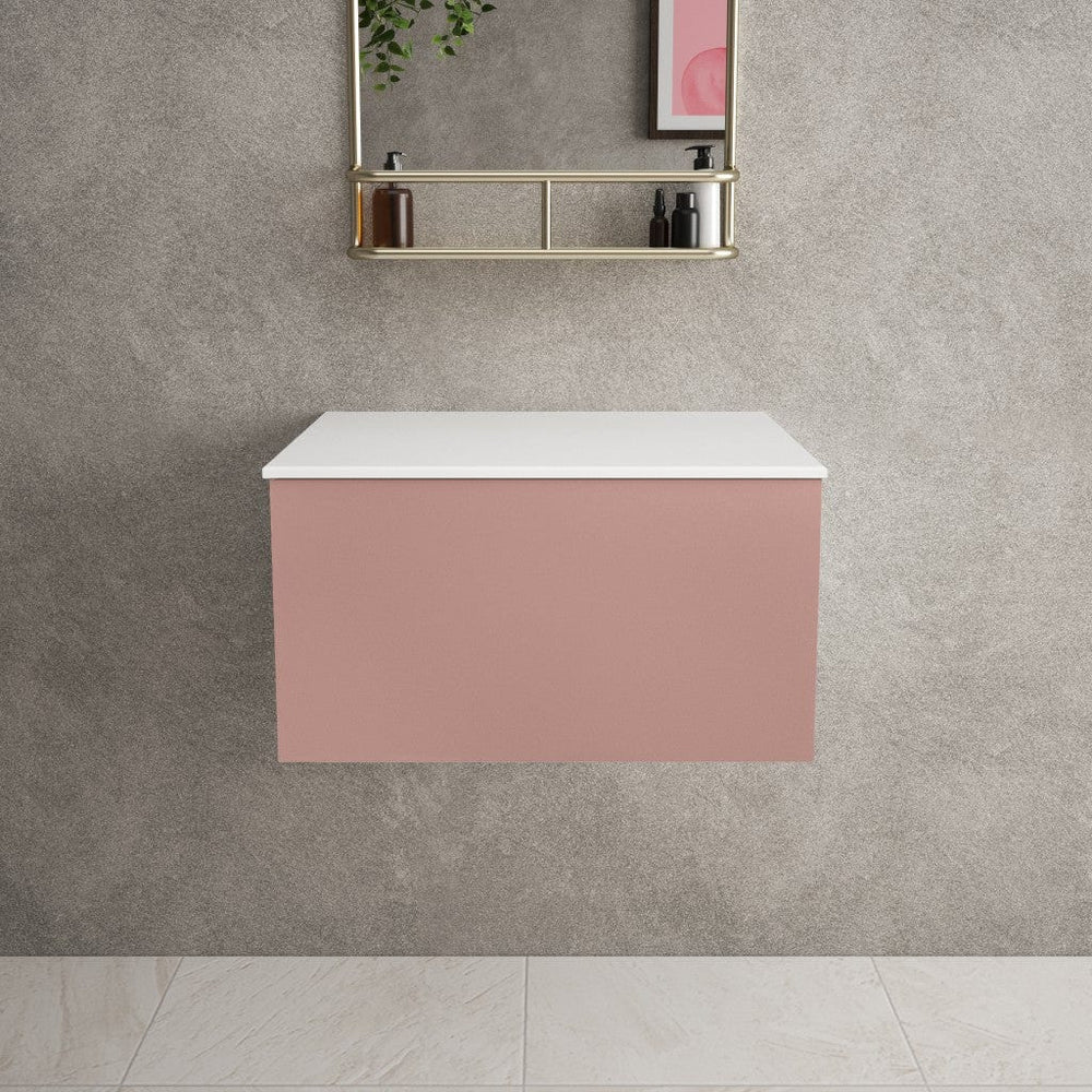 Raffinata Single Drawer Countertop Vanity Unit - Matt Pink 600mm
