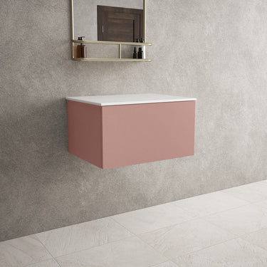 Raffinata Single Drawer Countertop Vanity Unit - Matt Pink 600mm