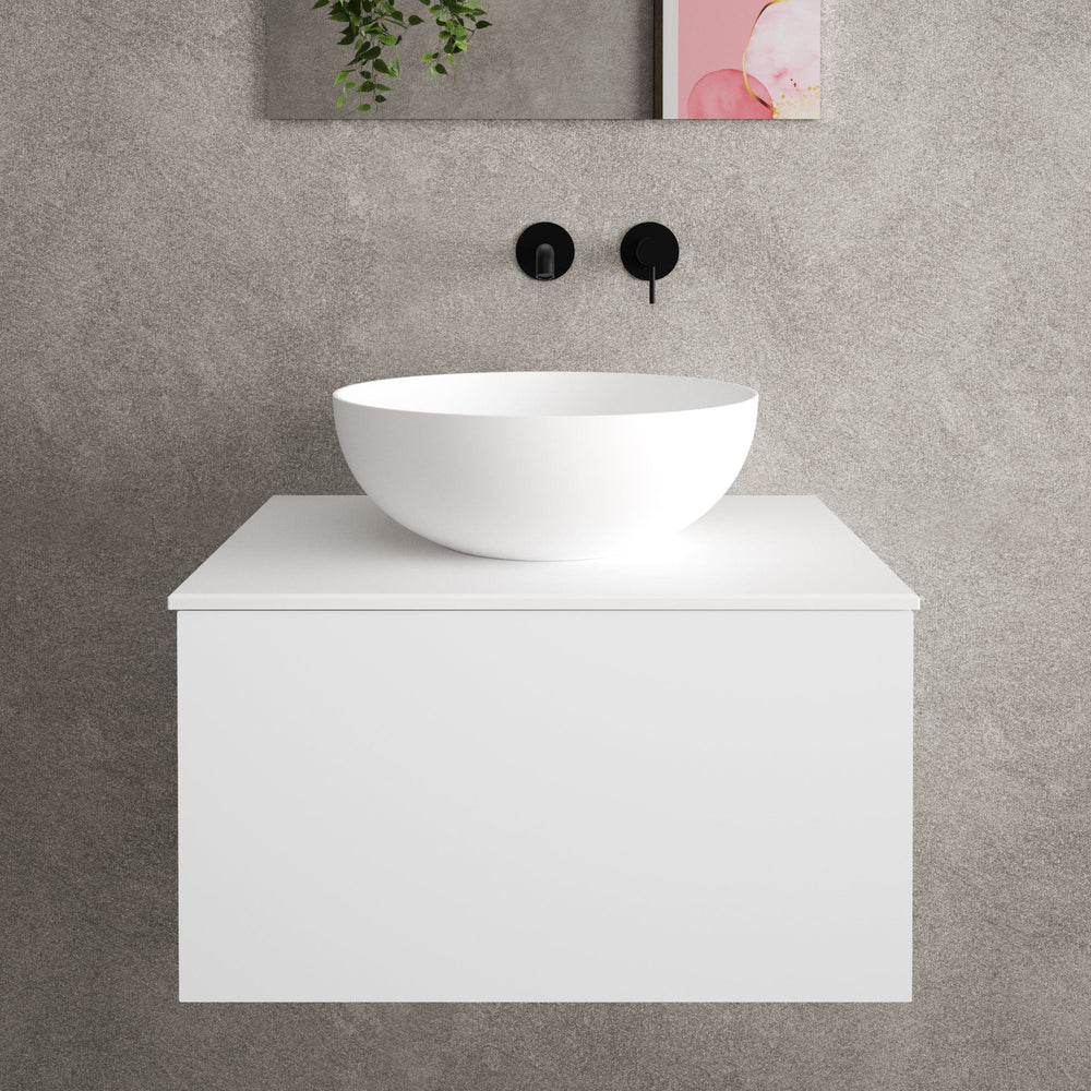 Raffinata Single Drawer Countertop Vanity Unit - Matt White 600mm image