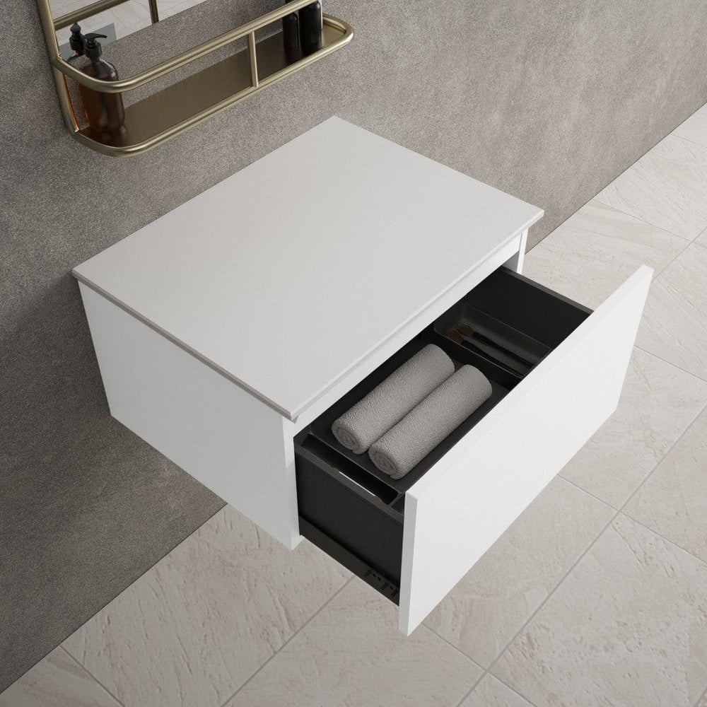 Raffinata Single Drawer Countertop Vanity Unit - Matt White 600mm