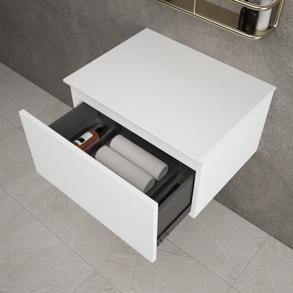 Raffinata Single Drawer Countertop Vanity Unit - Matt White 600mm