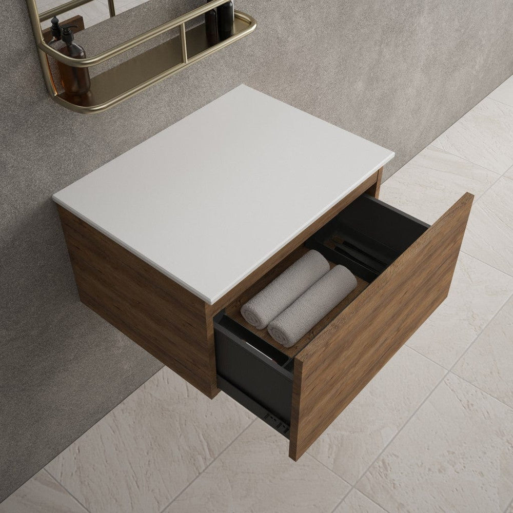Raffinata Single Drawer Countertop Vanity Unit - Oak 600mm