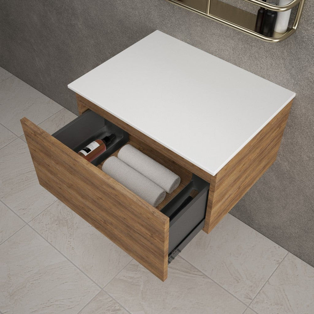 Raffinata Single Drawer Countertop Vanity Unit - Oak 600mm
