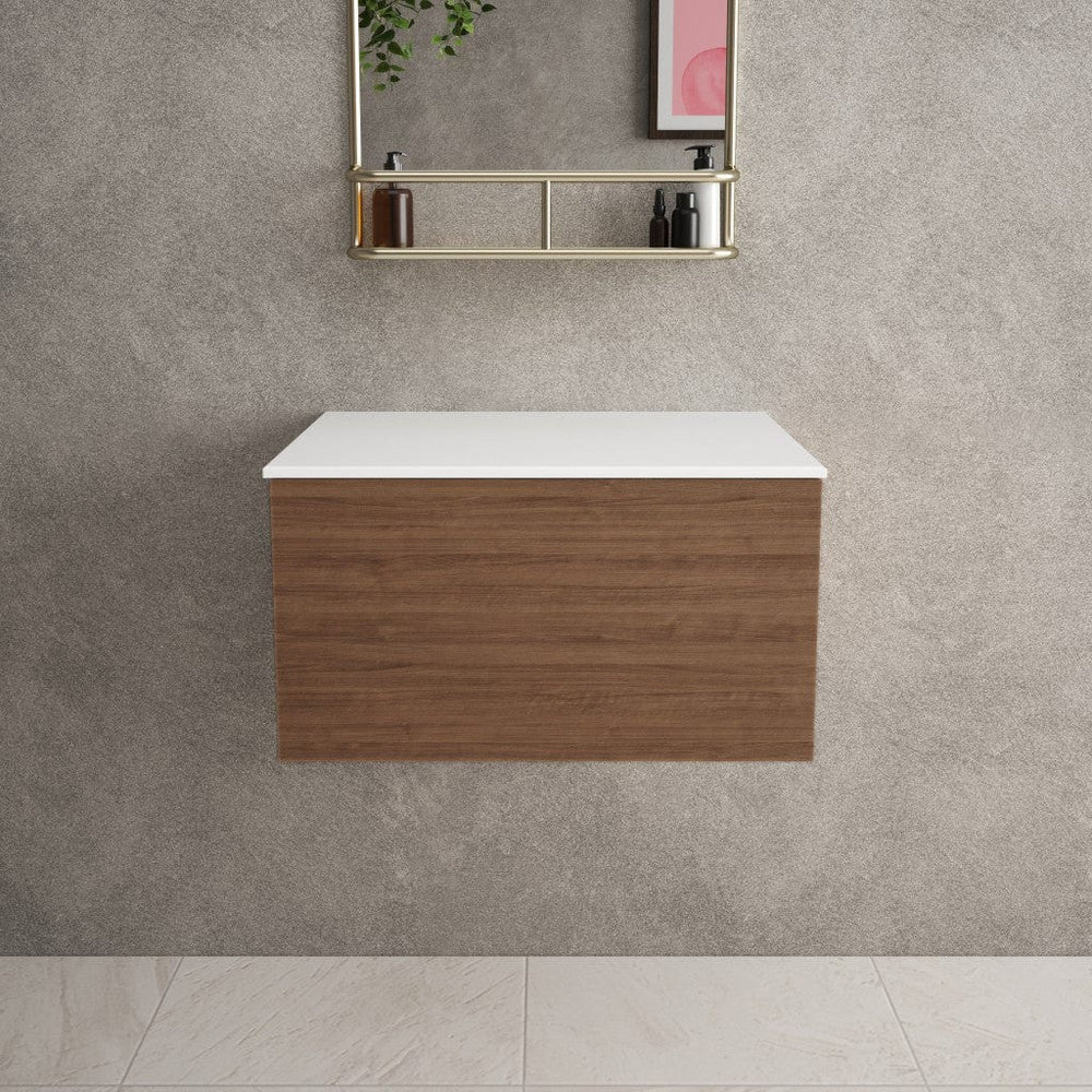 Raffinata Single Drawer Countertop Vanity Unit - Walnut 600mm