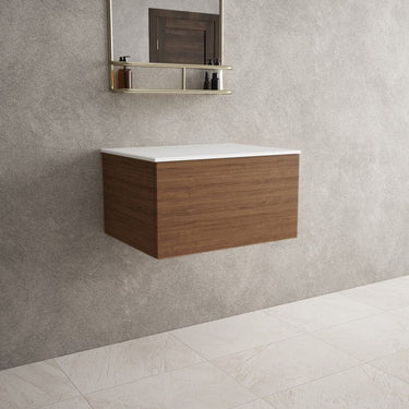 Raffinata Single Drawer Countertop Vanity Unit - Walnut 600mm