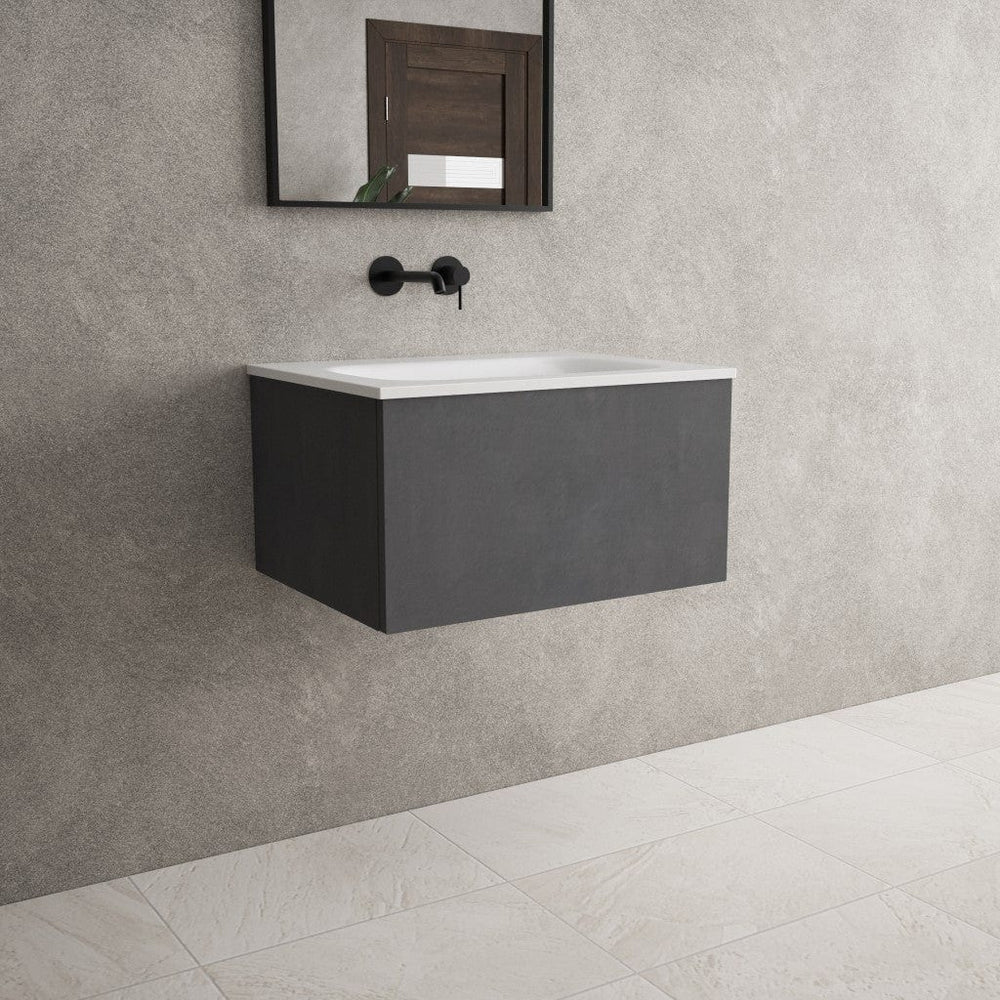 Raffinata One Drawer Vanity Unit With Beyondstone Basin - Dark Concrete 600mm