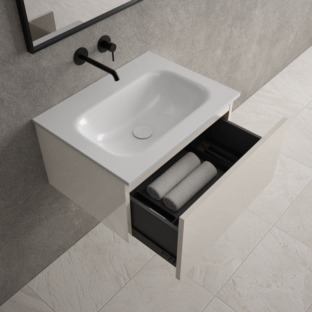 Raffinata One Drawer Vanity Unit  With Beyondstone Basin - Gloss Cashmere 600mm