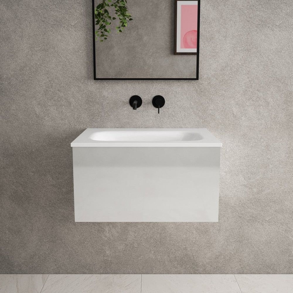 Raffinata One Drawer Vanity Unit  With Beyondstone Basin - Gloss Dove 600mm