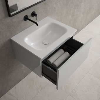 Raffinata One Drawer Vanity Unit  With Beyondstone Basin - Gloss Dove 600mm