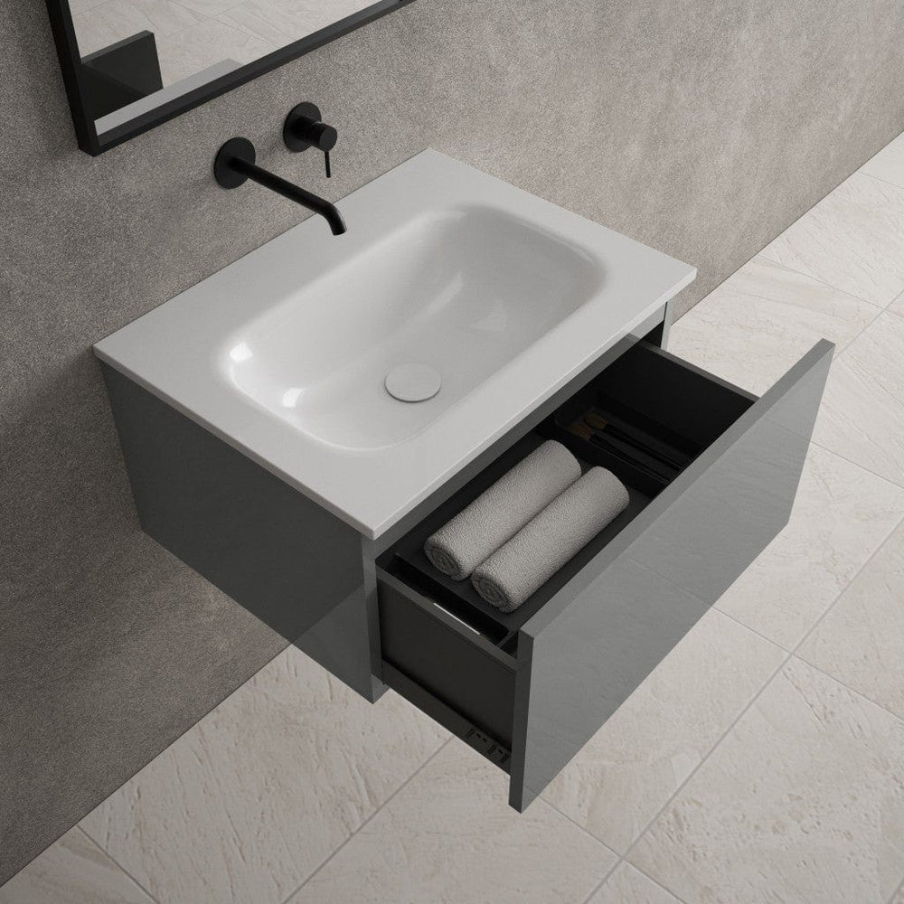 Raffinata One Drawer Vanity Unit  With Beyondstone Basin - Gloss Dust 600mm