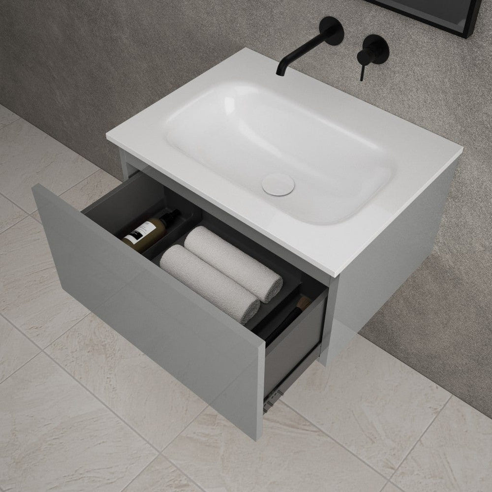 Raffinata One Drawer Vanity Unit  With Beyondstone Basin - Gloss Dust 600mm