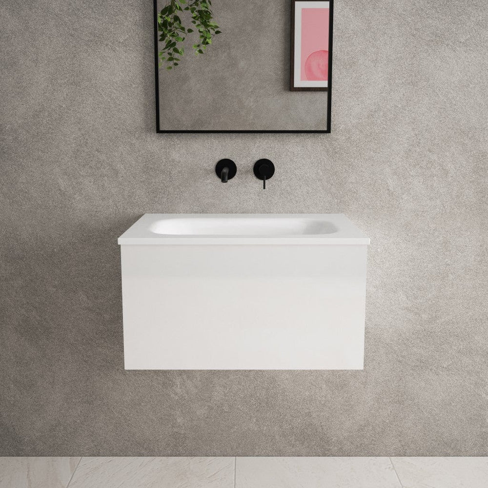 Raffinata One Drawer Vanity Unit  With Beyondstone Basin - Gloss White 600mm