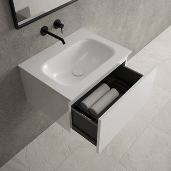 Raffinata One Drawer Vanity Unit  With Beyondstone Basin - Gloss White 600mm