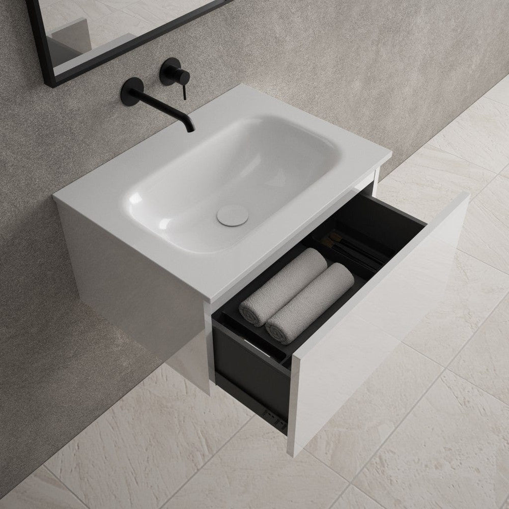Raffinata One Drawer Vanity Unit  With Beyondstone Basin - Gloss White 600mm