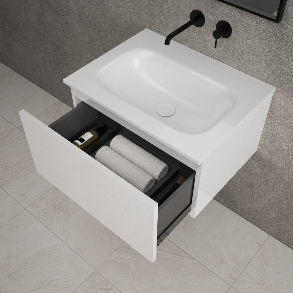 Raffinata One Drawer Vanity Unit  With Beyondstone Basin - Gloss White 600mm