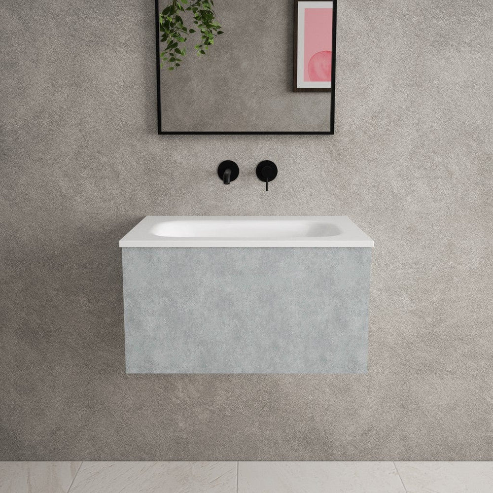 Raffinata One Drawer Vanity Unit  With Beyondstone Basin - Light Concrete 600mm image