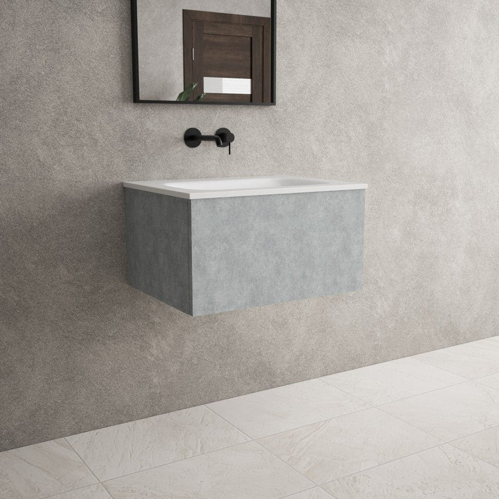 Raffinata One Drawer Vanity Unit  With Beyondstone Basin - Light Concrete 600mm