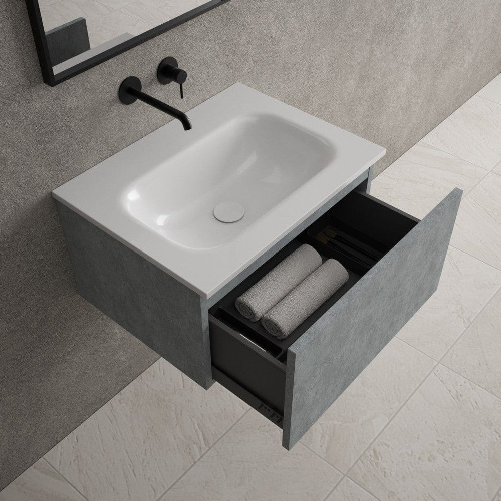Raffinata One Drawer Vanity Unit  With Beyondstone Basin - Light Concrete 600mm