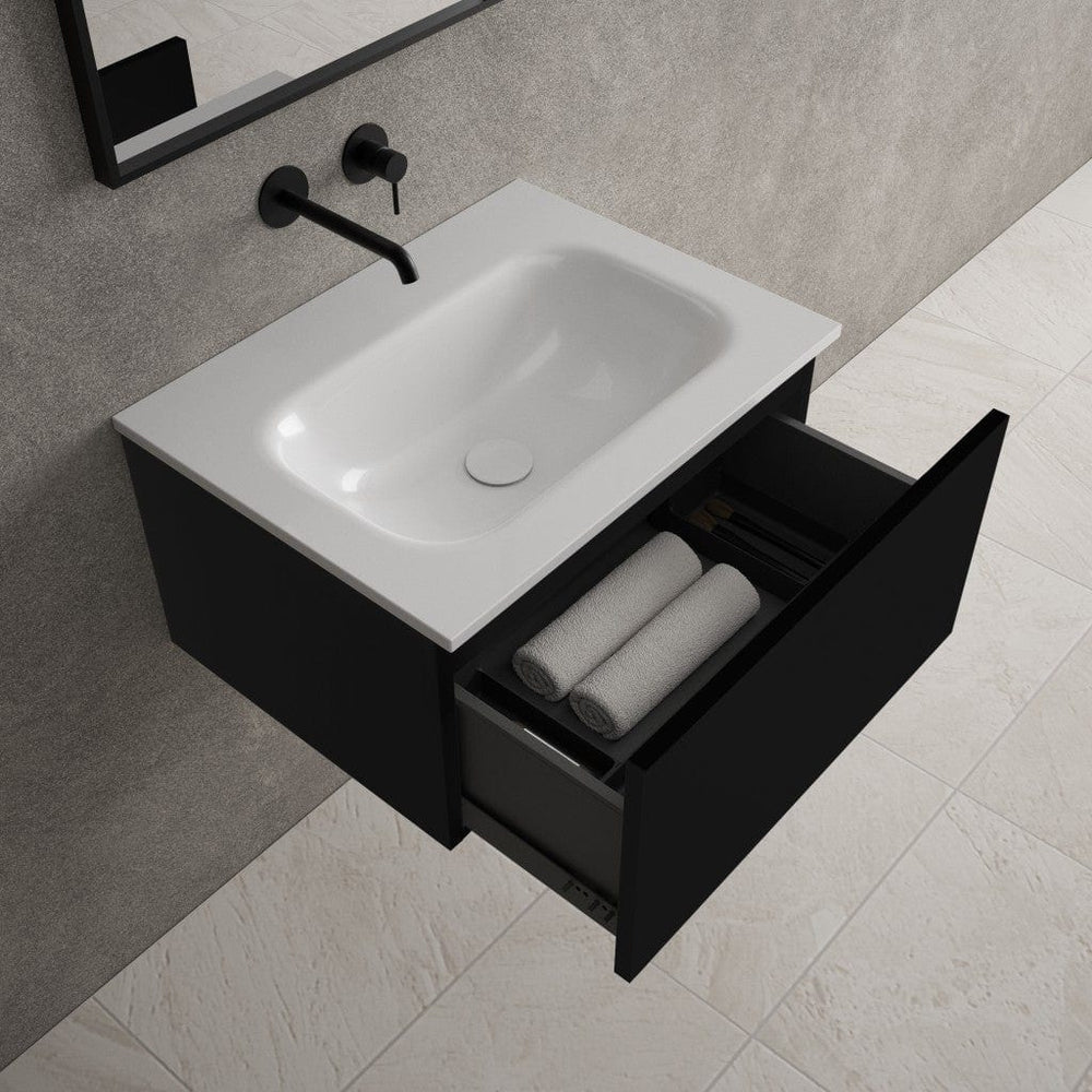Raffinata One Drawer Vanity Unit  With Beyondstone Basin - Matt Black 600mm