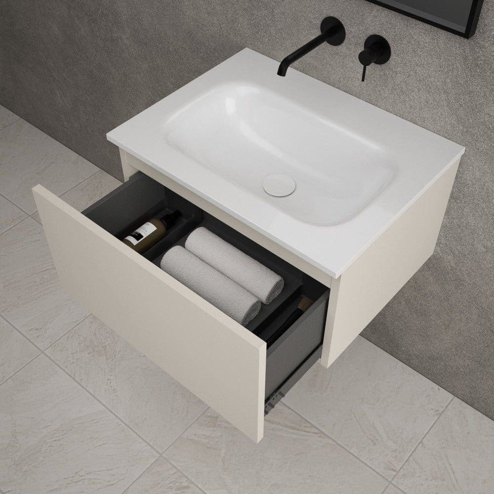 Raffinata One Drawer Vanity Unit  With Beyondstone Basin - Matt Cashmere 600mm