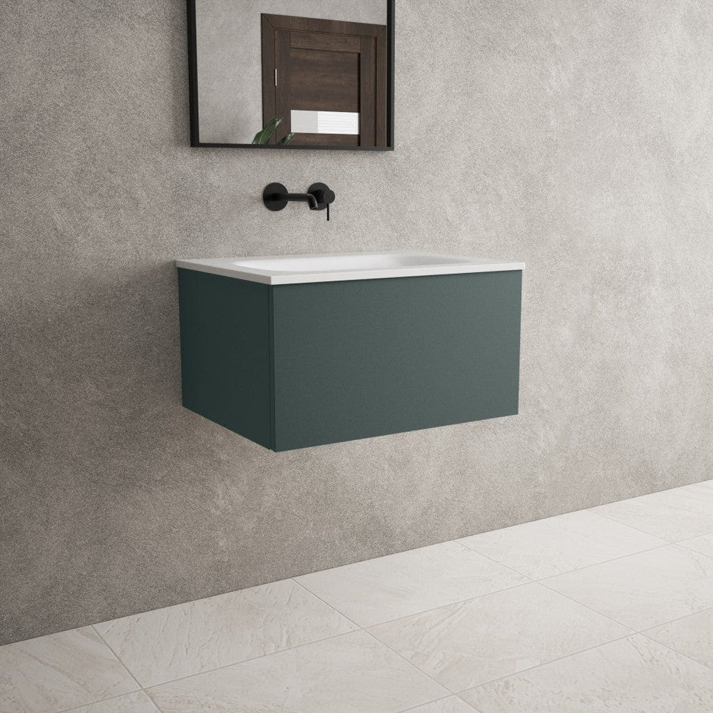 Raffinata One Drawer Vanity Unit  With Beyondstone Basin - Matt Dark Green 600mm