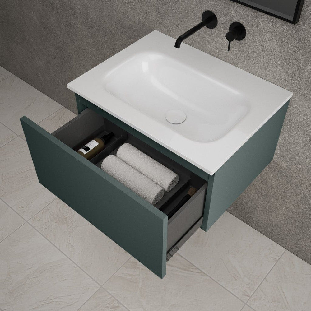 Raffinata One Drawer Vanity Unit  With Beyondstone Basin - Matt Dark Green 600mm