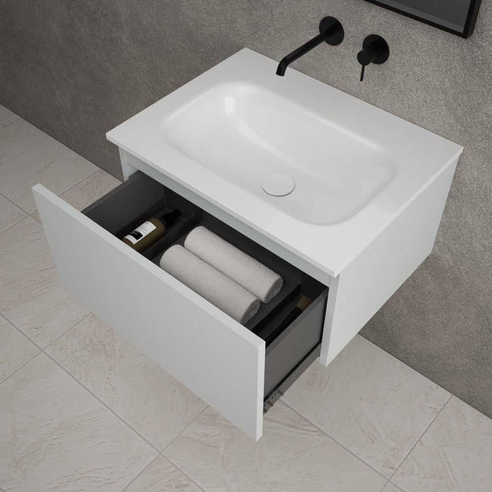 Raffinata One Drawer Vanity Unit  With Beyondstone Basin - Matt Dove 600mm