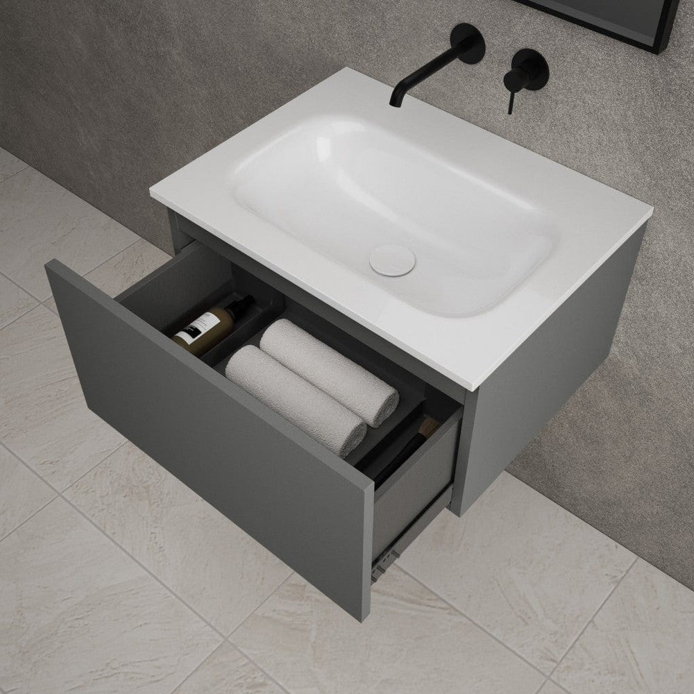 Raffinata One Drawer Vanity Unit  With Beyondstone Basin - Matt Dust 600mm